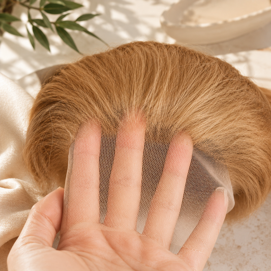 Perruque bouclée sans colle Cheveux humains blonds